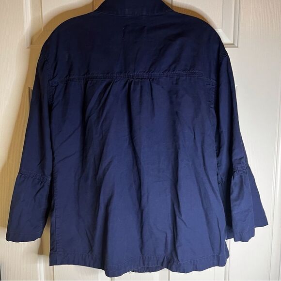 Nordstrom Caslon Jacket Size Medium Doleman Bell Arms Navy Outdoor Cozy Warm - Picture 2 of 5